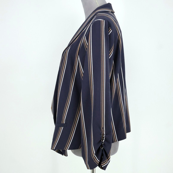 Torrid Jacket 3 Plus Size 3X Gray Striped Crop Open Shawl Collar Pockets Lined - Picture 5 of 15